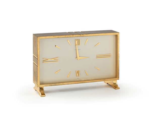  Hausmann & C. - Orologio da tavolo a carica meccanica, suoneria su campanello con cassa in ottone 
