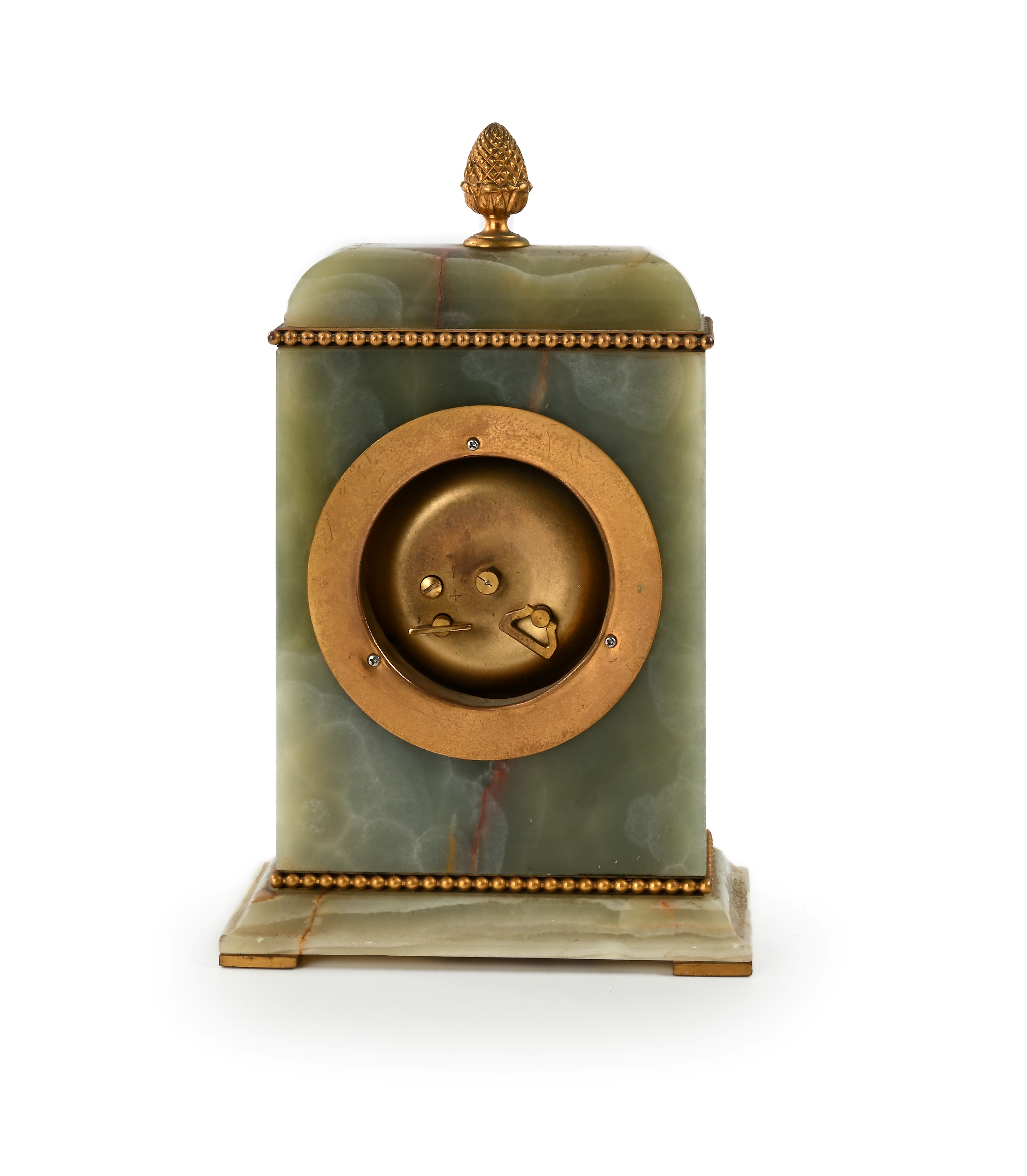 Hausmann, Orologio da tavolo in onice verde con sormonto a pigna