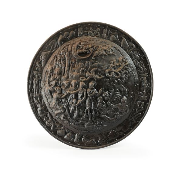 Scudo da parata in ferro istoriato, XVII secolo
