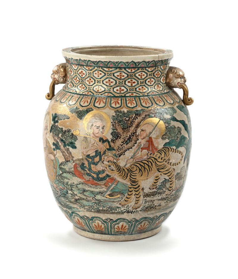 Ceramica Satsuma giapponese, Vaso in ceramica policroma del XIX secolo