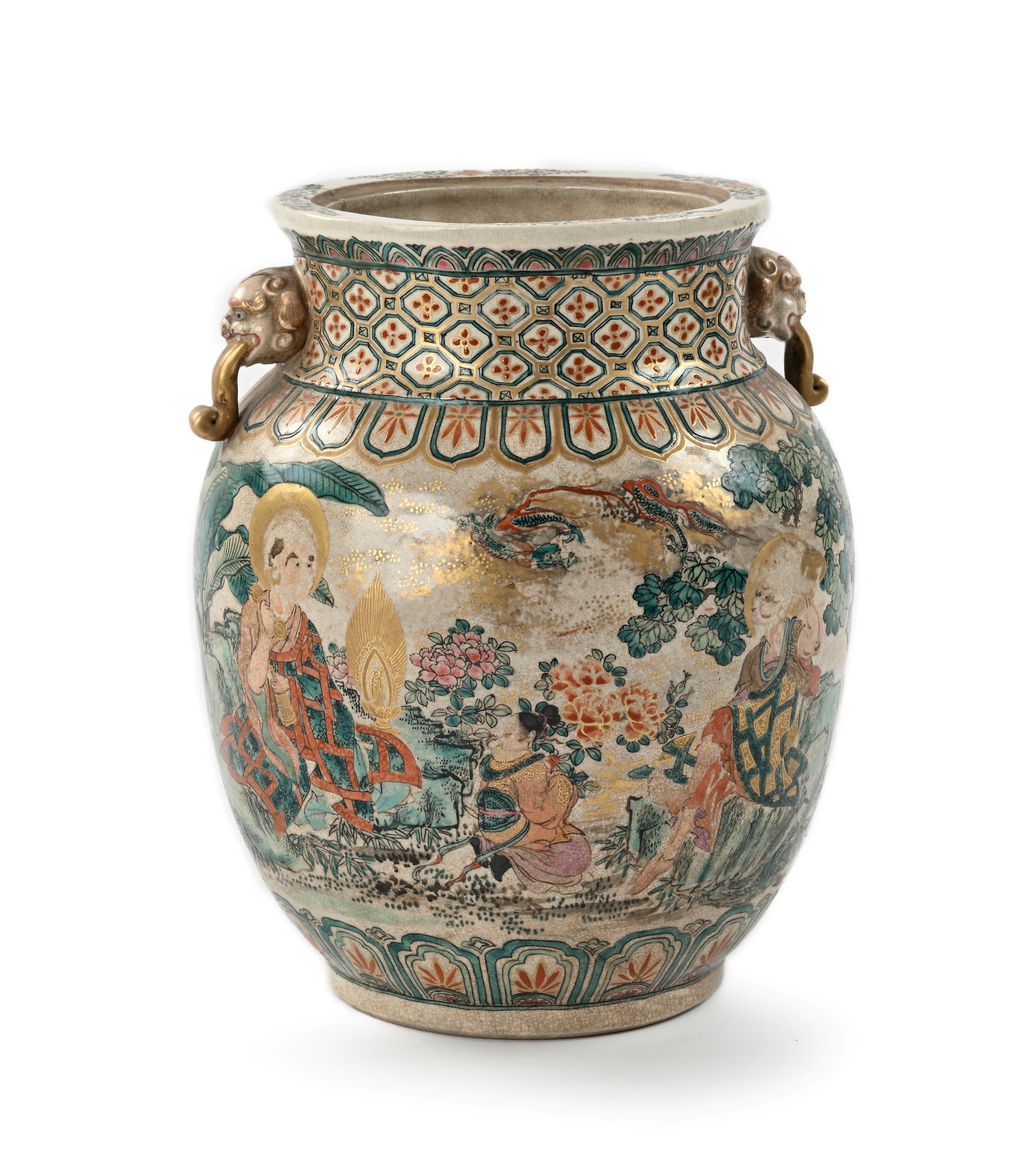 Ceramica Satsuma giapponese, Vaso in ceramica policroma del XIX secolo