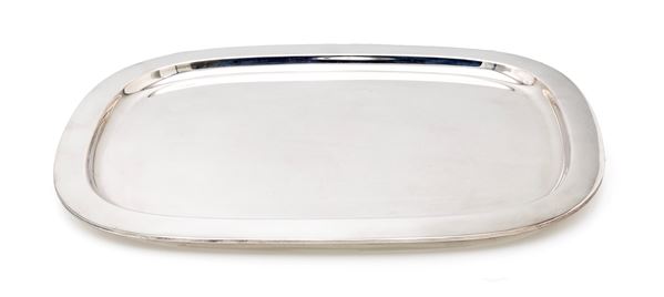 Vassoio rettangolare con angoli smussati in argento 800
