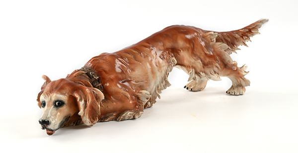 Cane setter irlandese in porcellana di Capodimonte