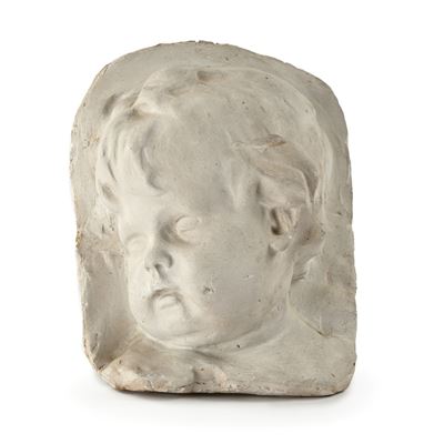 Volto di amorino in altorilievo in gesso