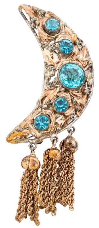 Set 5 Spille, 1 Ramo Oro/argento, 1 Ramo Oro, 1 Quadrato Argento/oro, 1 Ovale Grande Pietra Celes...
