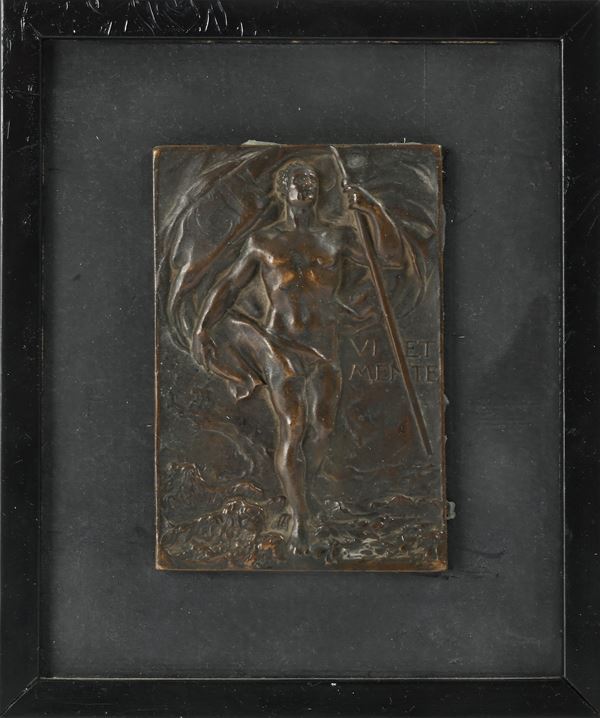 Placchetta commemorativa in bronzo brunito del Touring Club Italiano