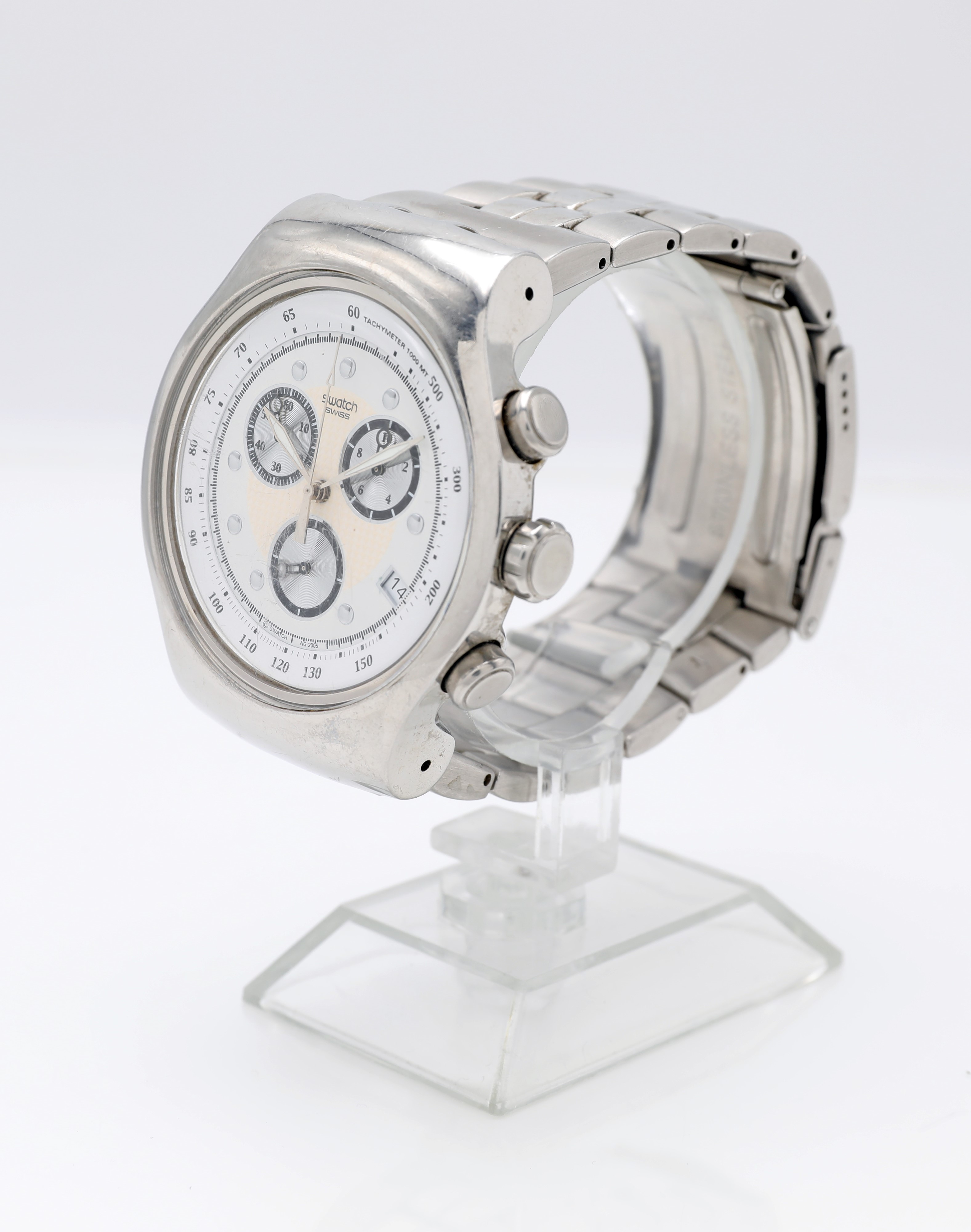 Orologio da polso cronografo al quarzo con datario, acciaio, diam. 47 mm (anni 2000)