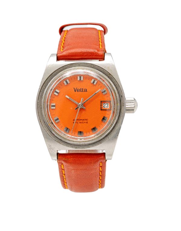 Vetta Automatic Etanche 772 (Cal. ETA 2772) - Orologio da polso automatico con datario da uomo in metallo cromato con fondello in acciaio