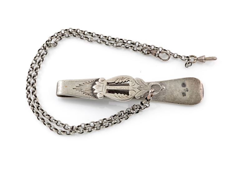 Chatelain da orologio, argento 800/000