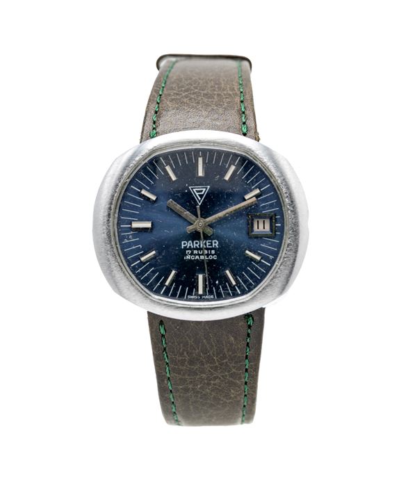 Parker 52009 - Orologio da polso a carica manuale con datario da uomo in metallo cromato con fondello in acciaio