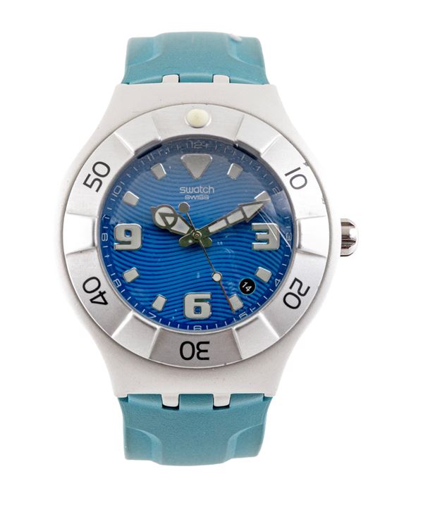 Swatch Irony Scuba 200 Aluminium - Orologio da polso al quarzo con datario da uomo in alluminio con cinturino e fibbia originali