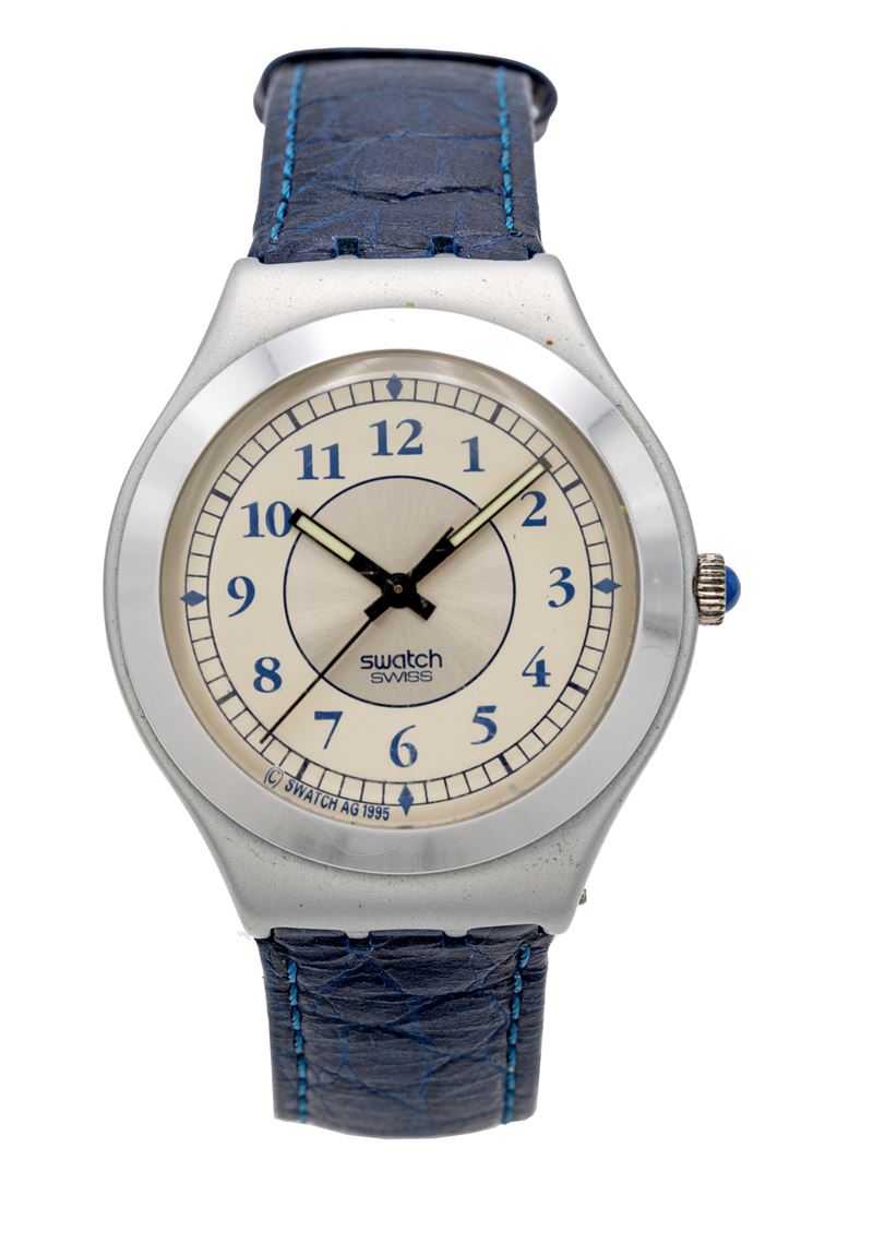 Swatch, Irony—Orologio da polso da uomo al quarzo in acciaio con cinturino e fibbia originali