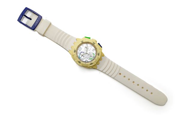 Swatch Chrono - Orologio da polso al quarzo cronografo con datario da uomo con cinturino e fibbia originali