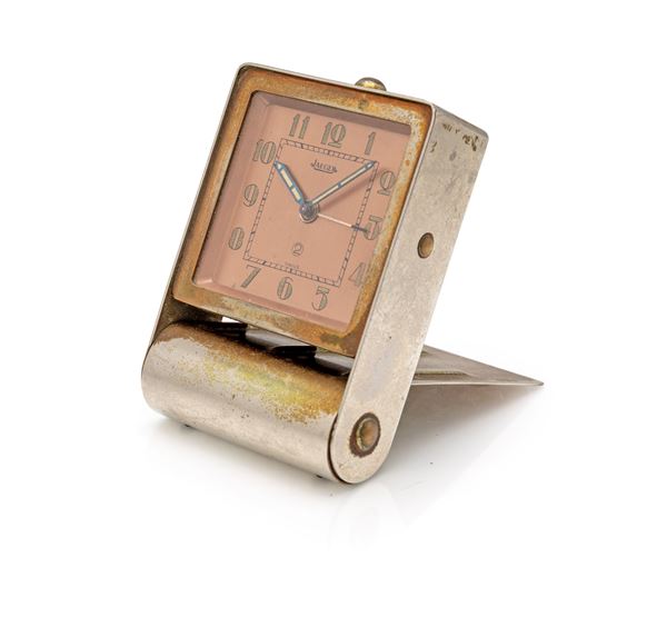 Jaeger 2 days - Orologio sveglia a carica manuale 2 giorni da viaggio in metallo a scomparsa