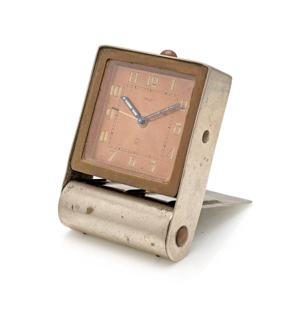 Jaeger 2 days - Orologio sveglia a carica manuale 2 giorni da viaggio in metallo a scomparsa