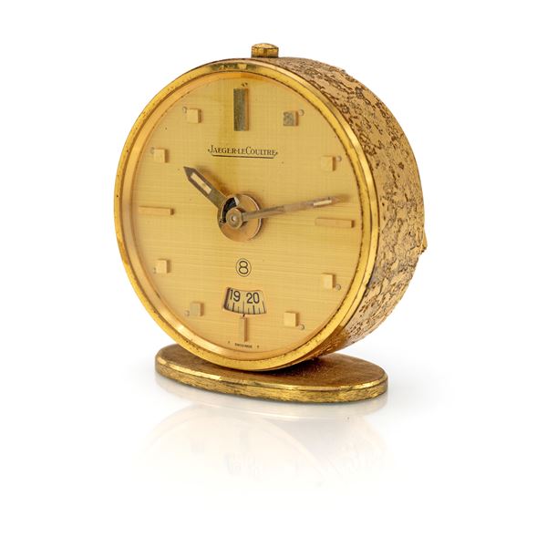 Jaeger Recital 8 days - Orologio sveglia da viaggio a carica manuale 8 giorni in ottone dorato e satinato