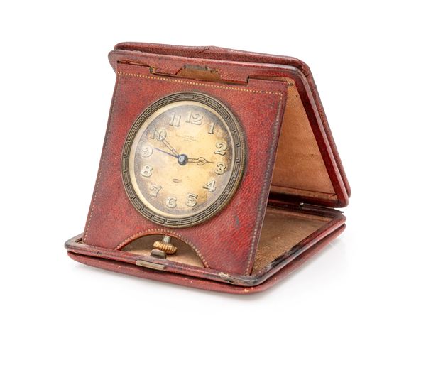 Serra Roma - Orologio sveglia da viaggio a carica manuale 8 giorni in ottone e metallo cromato
