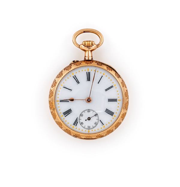 Anonimo - Orologio da tasca con scappamento remontoir cilindro da donna in oro 14Kt