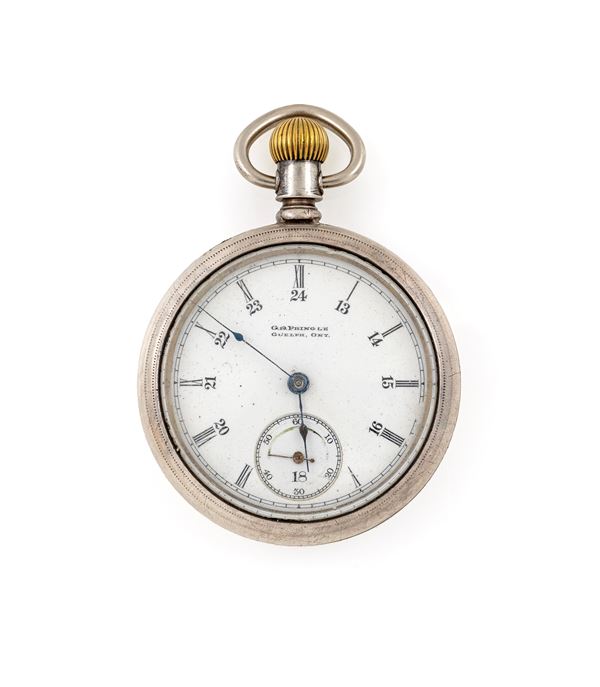 Elgin Natl Watch Co. per Guelph Ontario - Orologio da tasca Orologio da tasca con scappamento ad ancora remontoir da uomo in metallo argentato