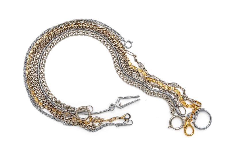 Set di 7 catene moderne per orologio, in metallo e metallo dorato