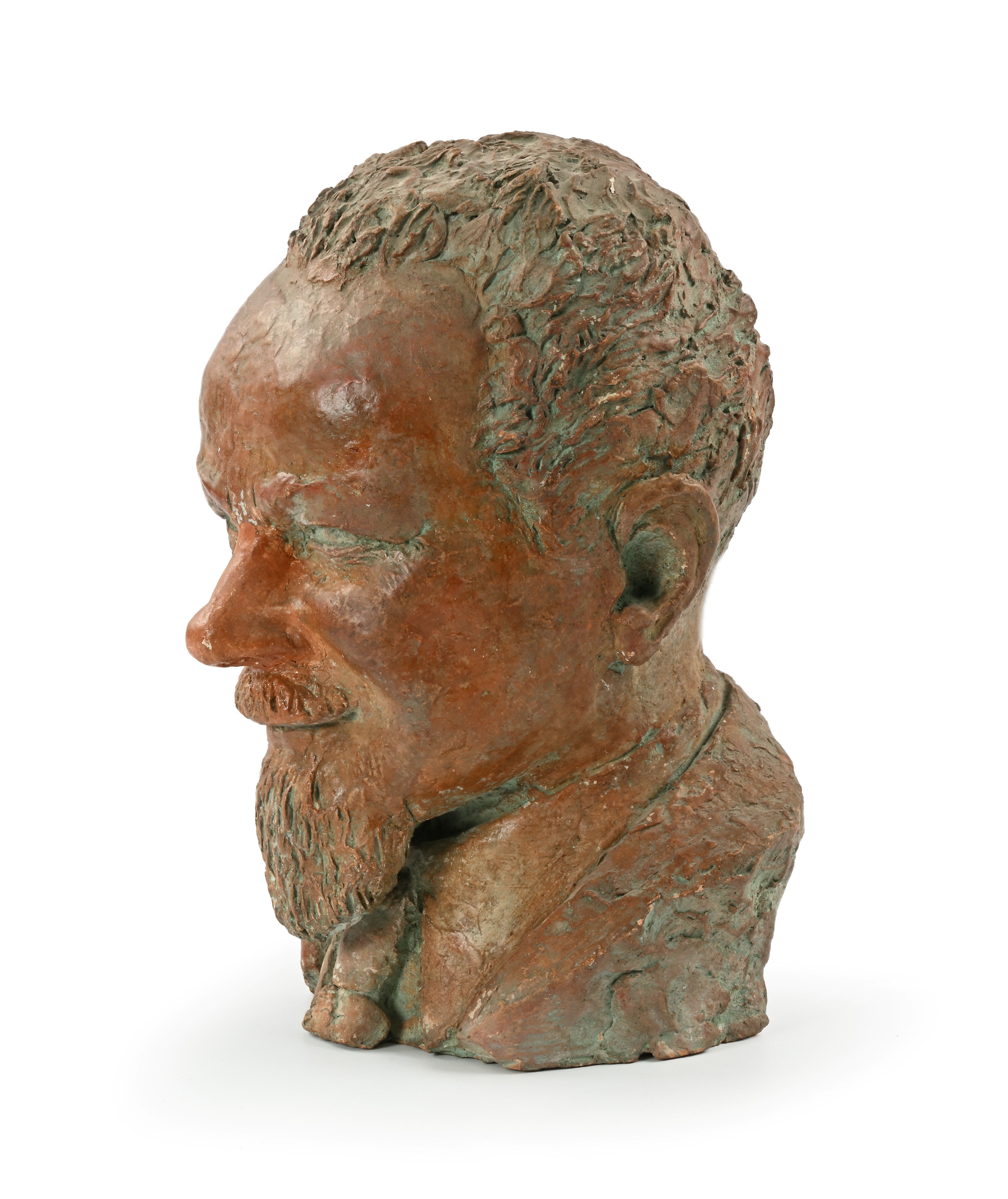 Scultore Fine XIX/inizi XX Secolo - Ritratto di uomo con baffi e pizzetto in terracotta