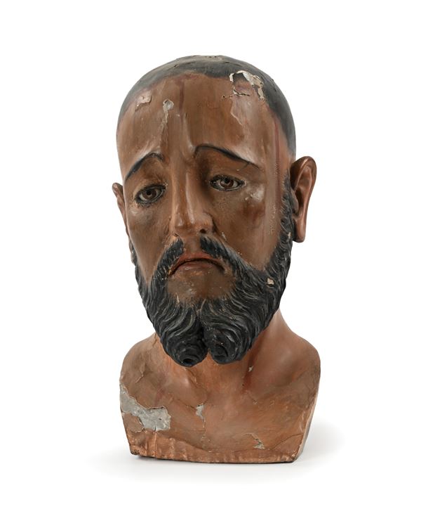 Testa di Cristo in legno laccato, Italia meridionale, fine XVIII secolo/inizi XIX secolo