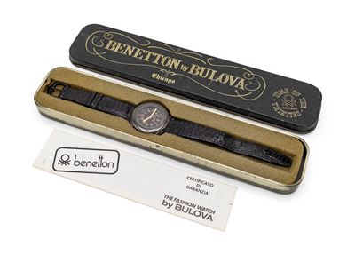 Benetton by Bulova, Orologio da polso al quarzo “Chicago” in metallo brunito, anni ’80