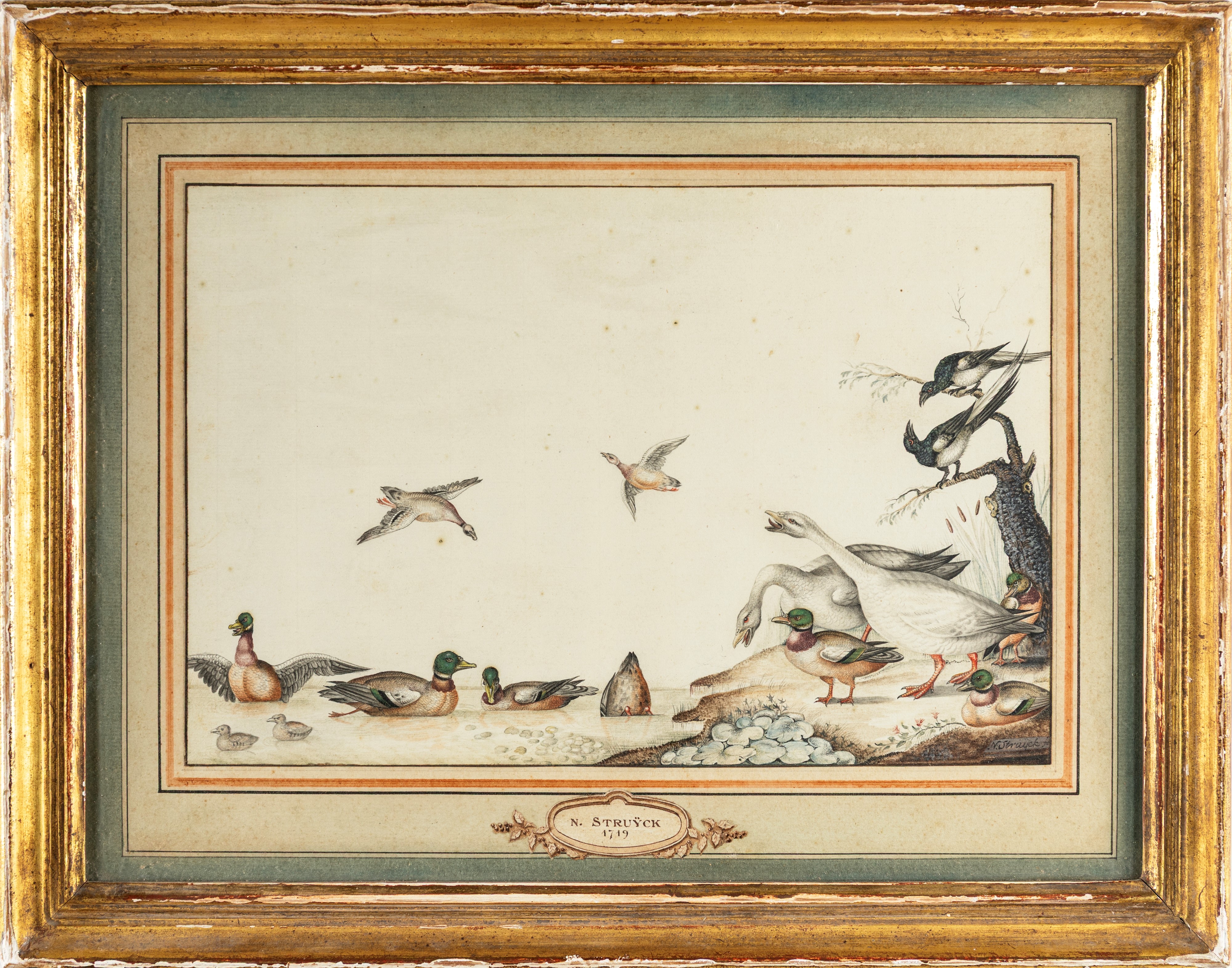 Nicolaas Struyk - Veduta con uccelli acquatici