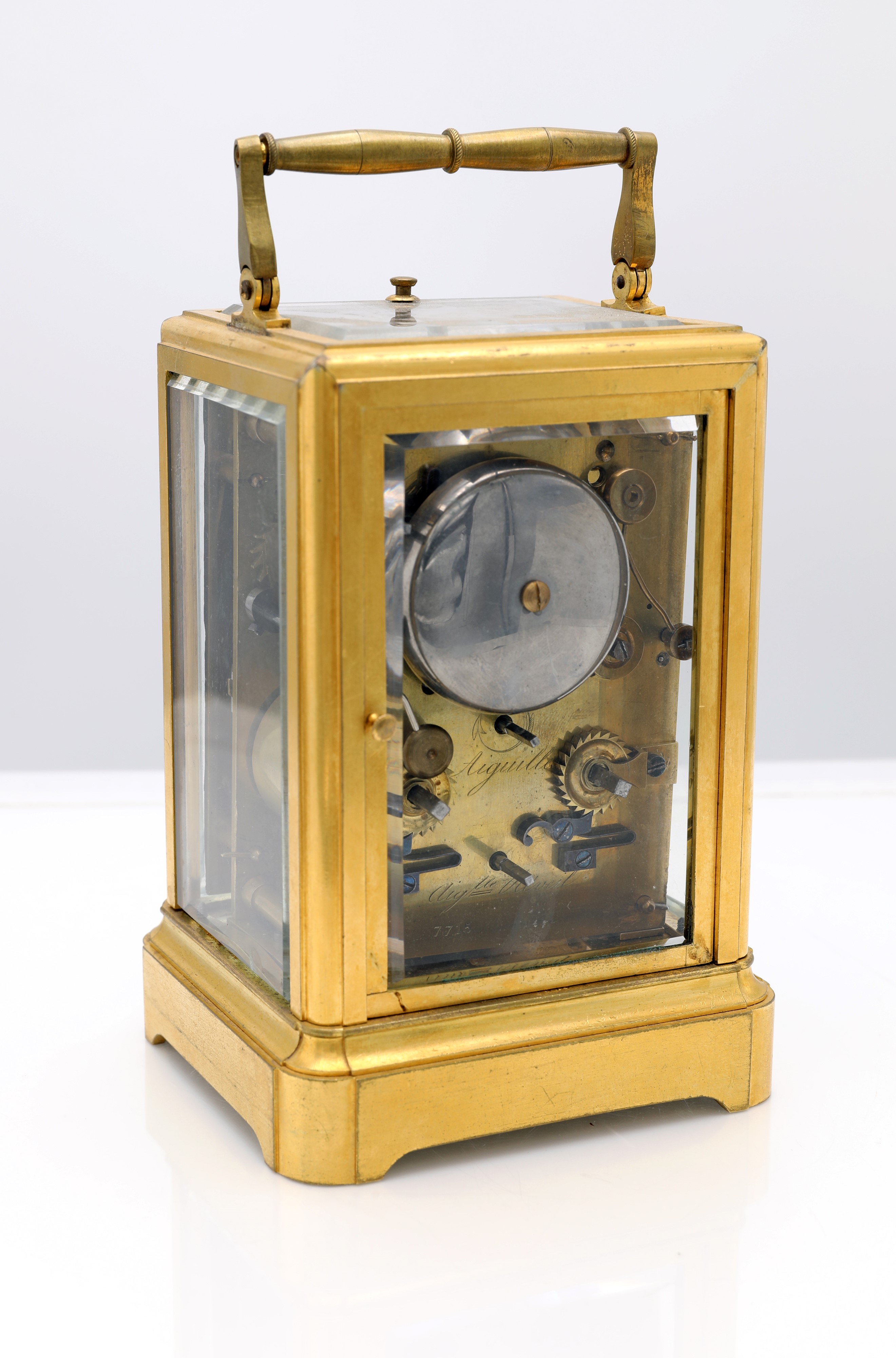 Orologio da tasca francese con sveglia, cassa in ottone dorato (metà XIX secolo)