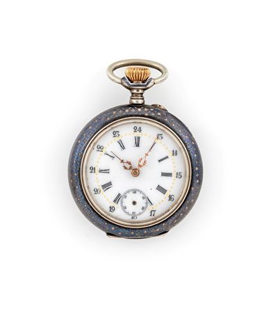 Orologio da tasca da uomo, scappamento a cilindro remontoir, argento 800/000 niellato, fine XIX s...