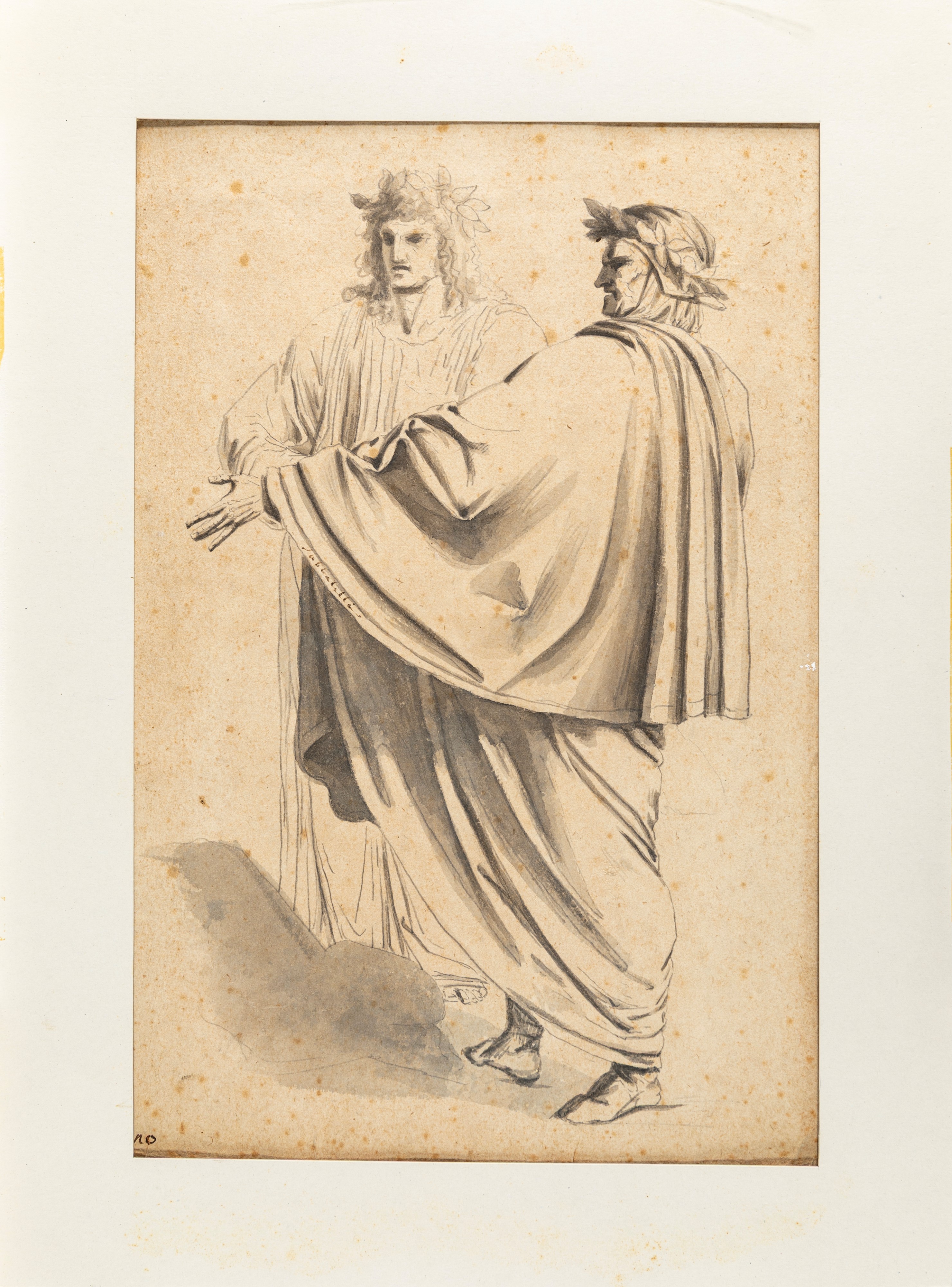 Luigi Sabatelli - Dante e Virgilio (studio a penna e inchiostro)