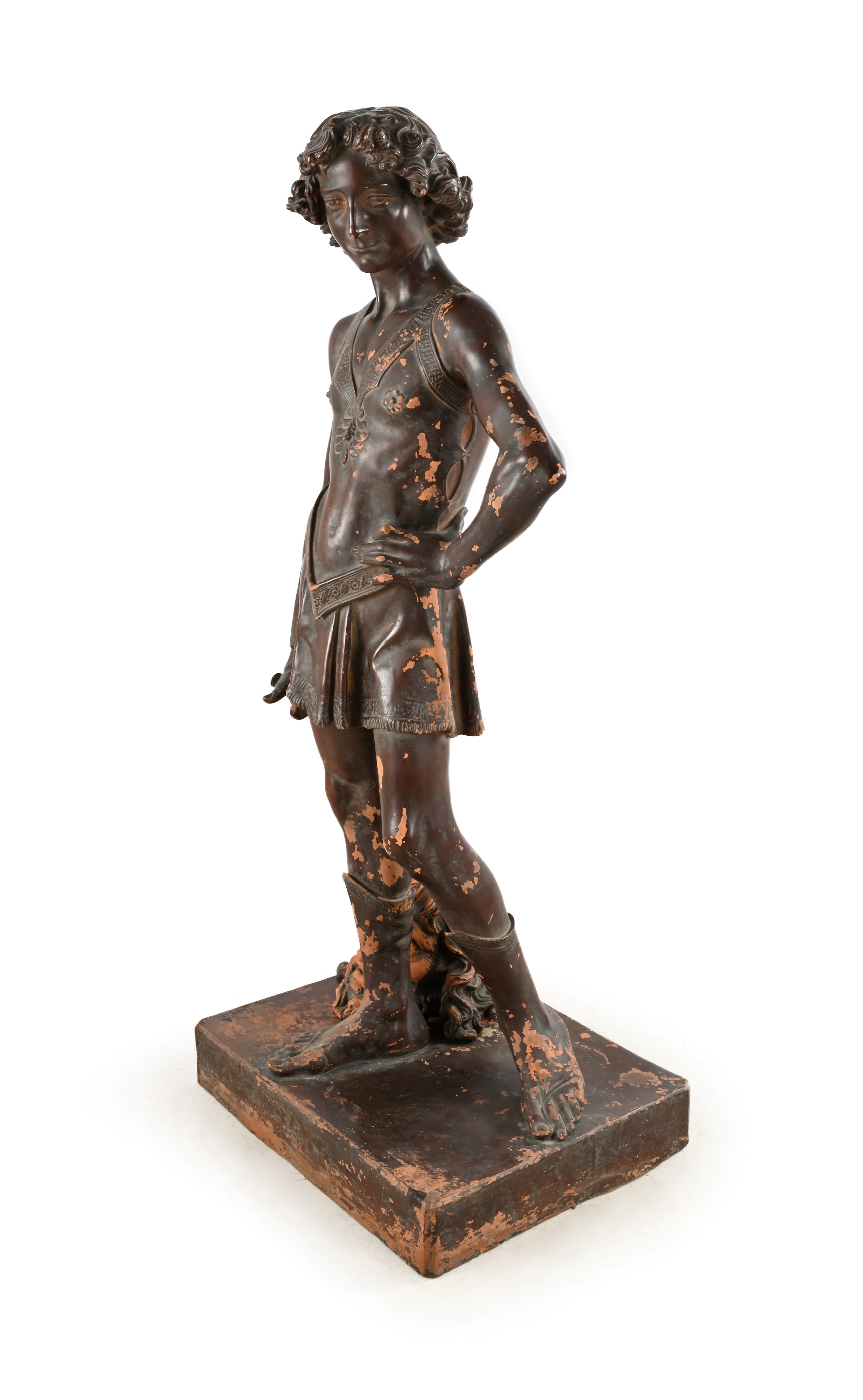 Scultore del XIX Secolo - David con la testa di Golia (da Andrea del Verrocchio) in terracotta