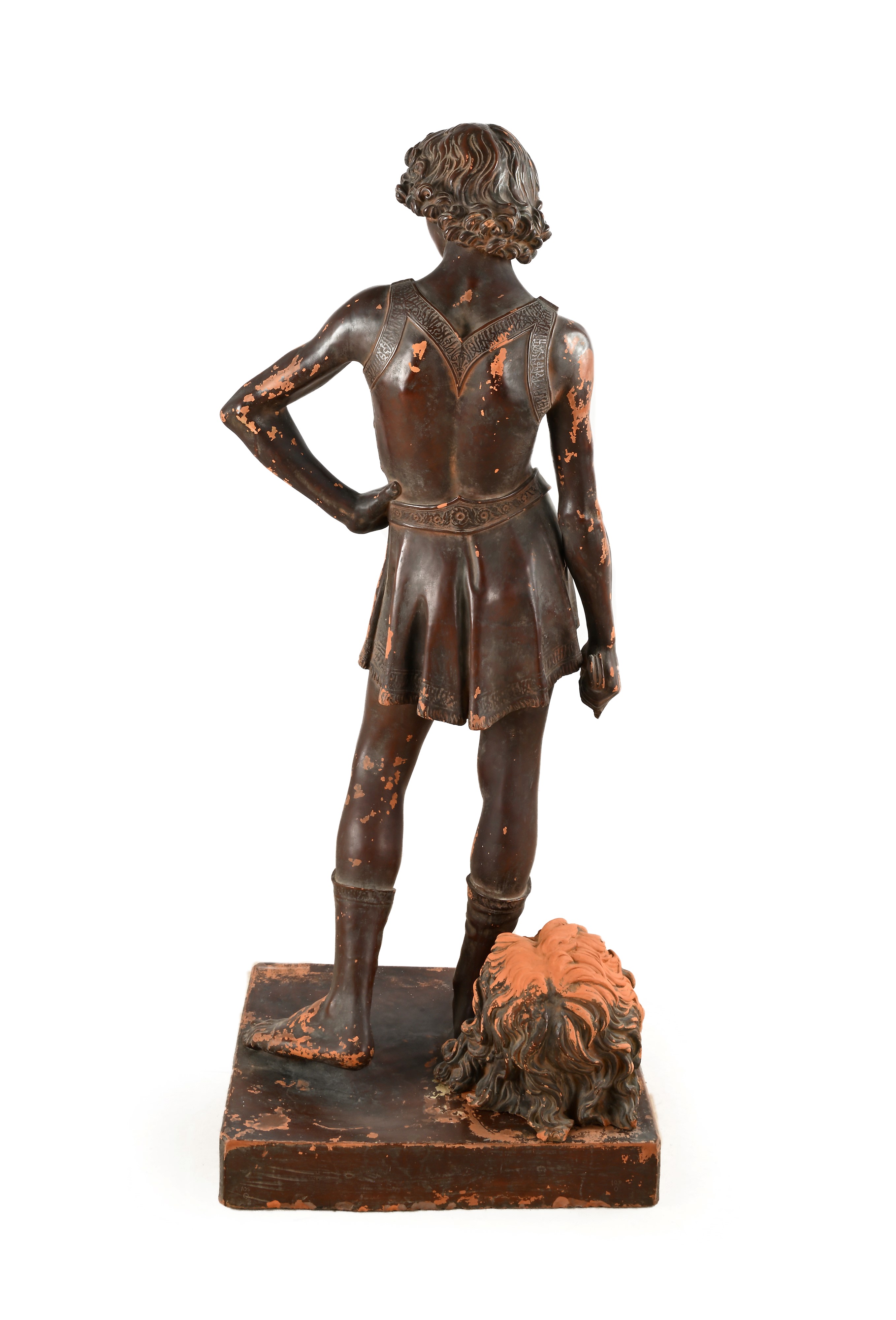 Scultore del XIX Secolo - David con la testa di Golia (da Andrea del Verrocchio) in terracotta