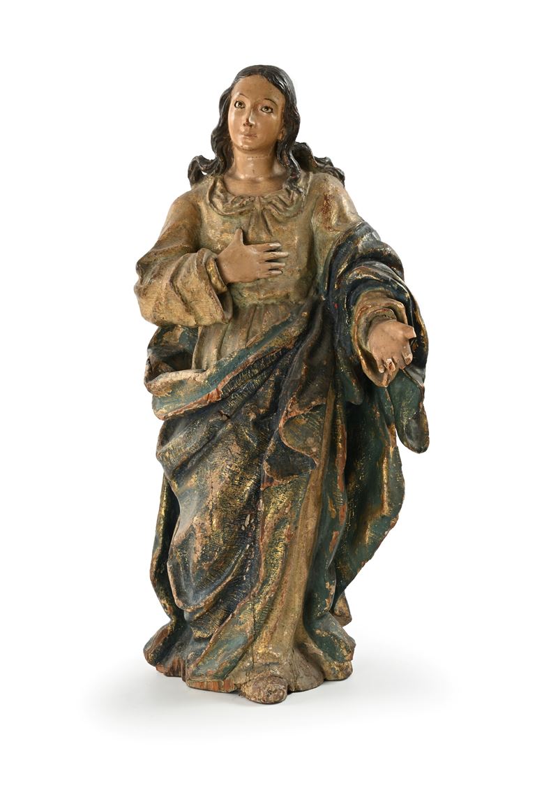 Scultura in legno policromo raffigurante una santa, Napoli, XVIII secolo