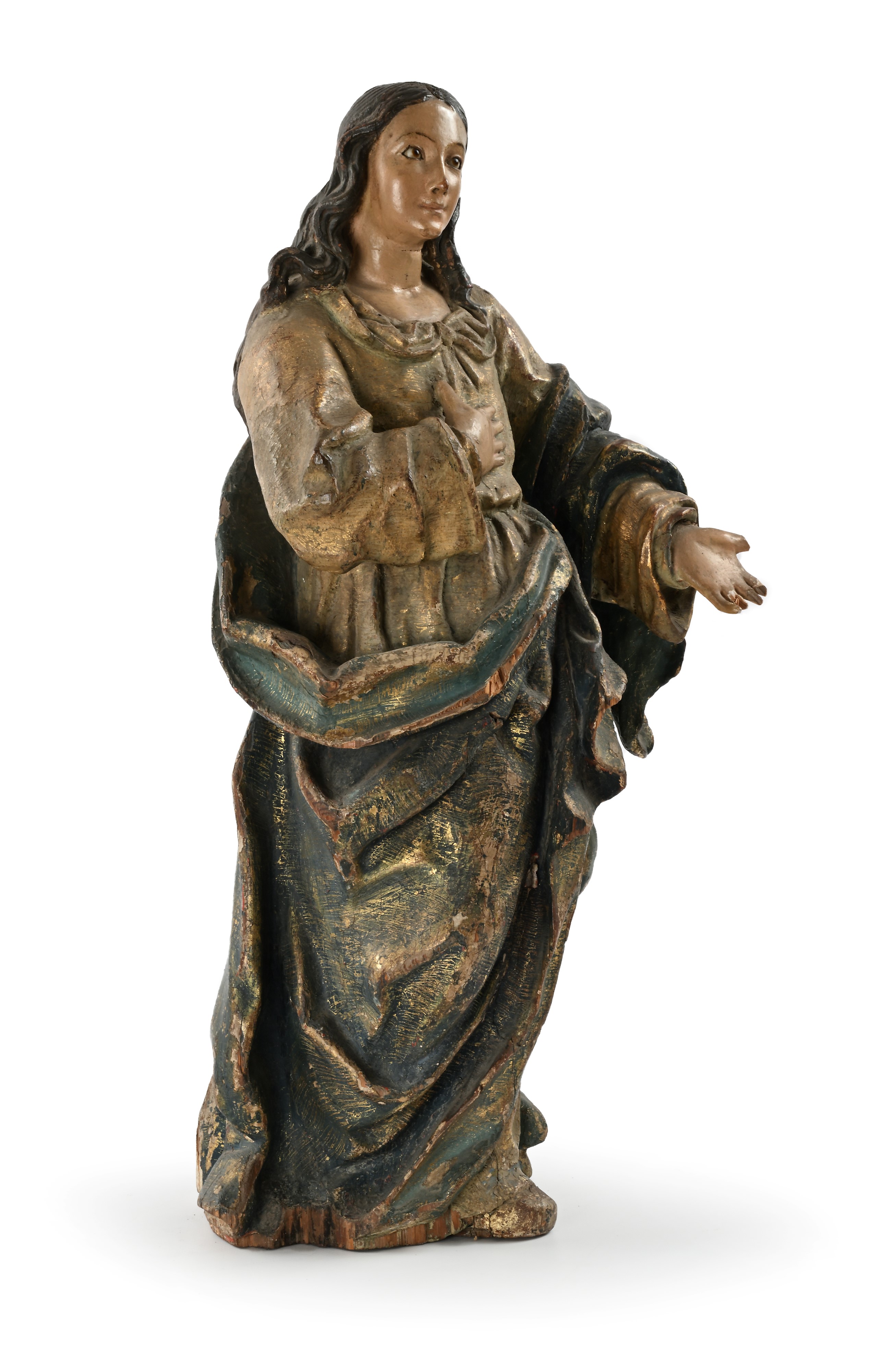 Scultura in legno policromo raffigurante una santa, Napoli, XVIII secolo