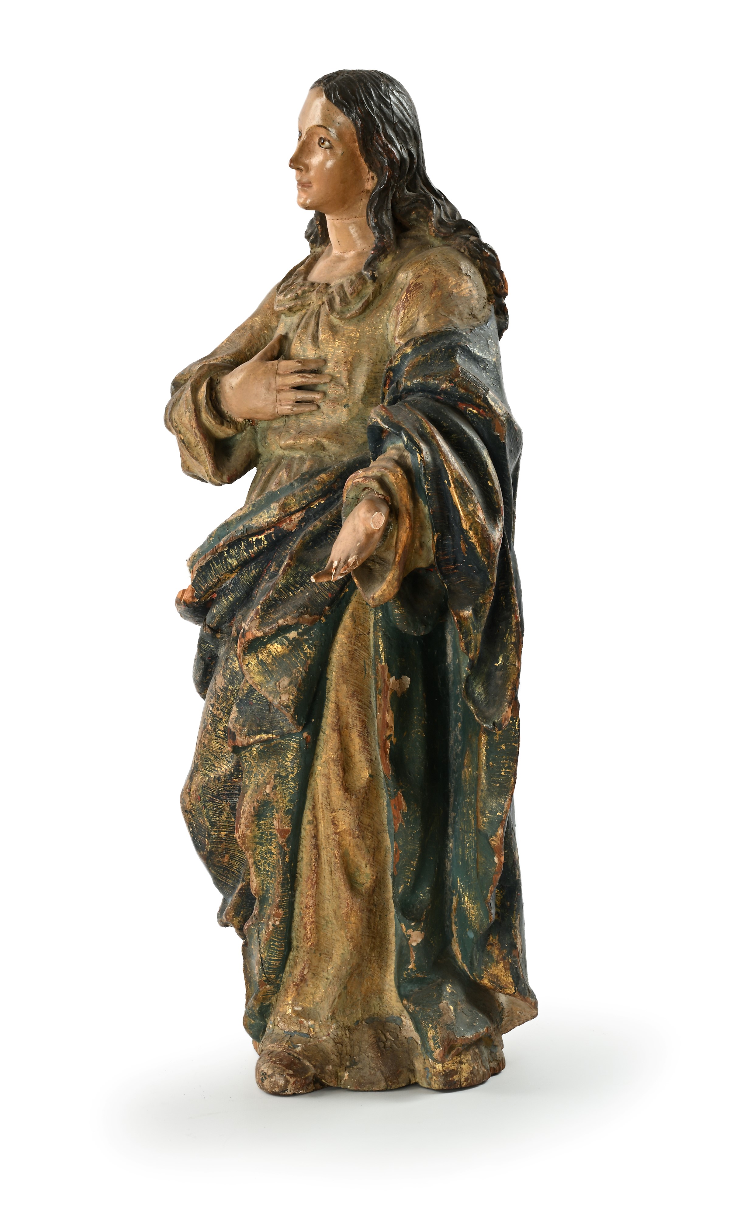 Scultura in legno policromo raffigurante una santa, Napoli, XVIII secolo