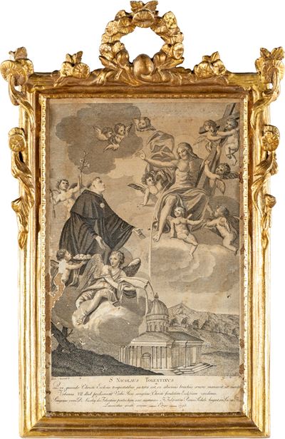 Cornice rettangolare in legno dorato, Napoli, XVIII secolo