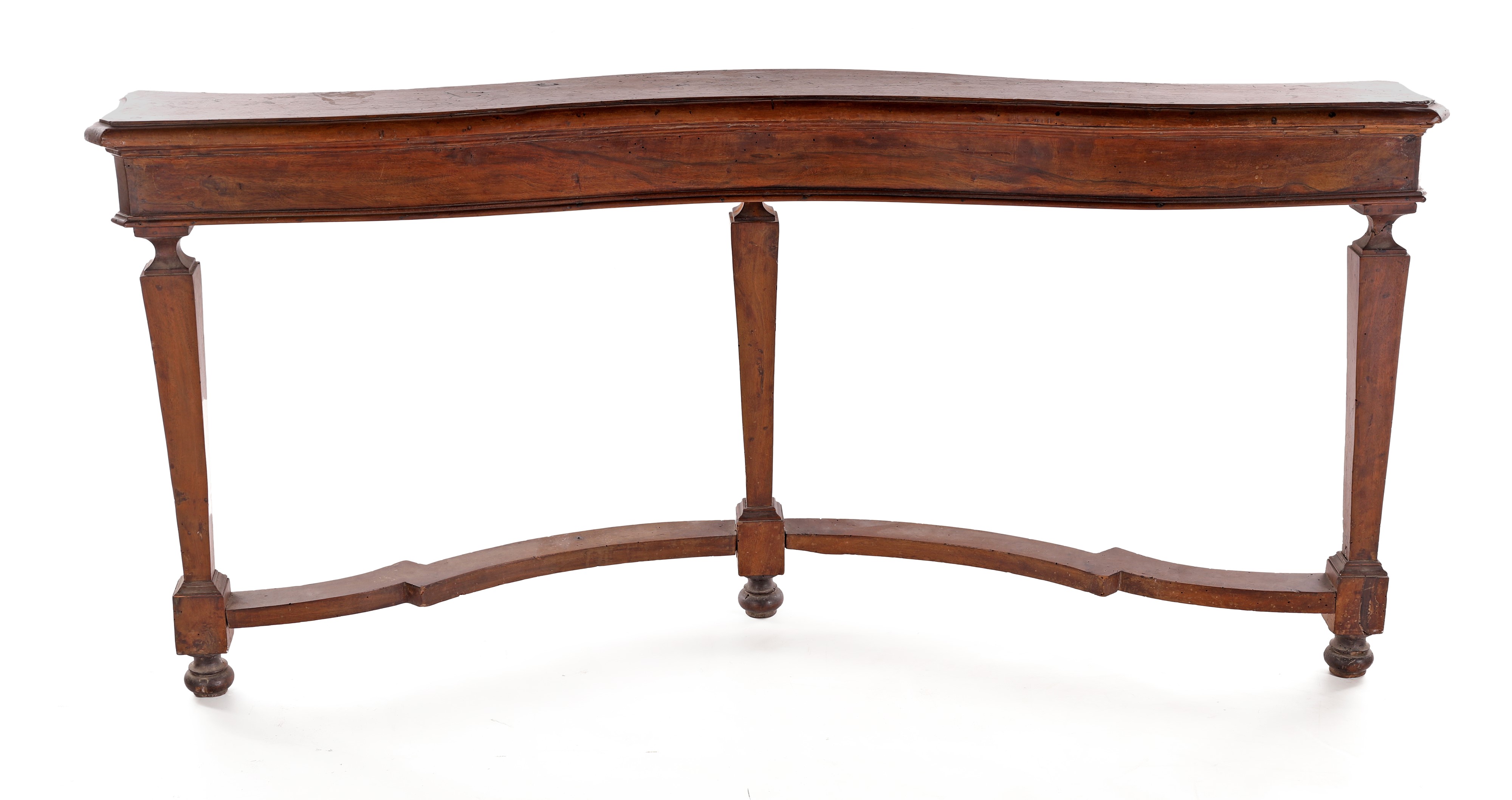 Balaustra in noce, piano curvilineo sagomato, balaustri con piedi a bulbo (XVIII secolo)