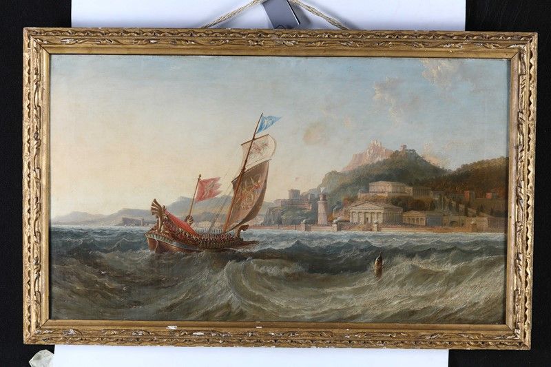 James Wilson Carmichael - Trireme Presso il Porto di una Acropoli con Parata