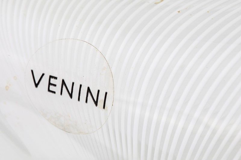 Vaso "calla" in Vetro Lattimo Filigranato, Venini