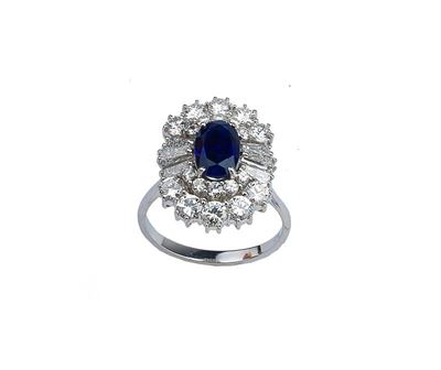 Anello con Zaffiro e Brillanti