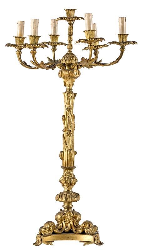 Coppia di Candelabri in Bronzo Dorato