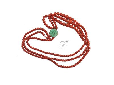 Collana di Tre Fili di Corallo Mediterraneo