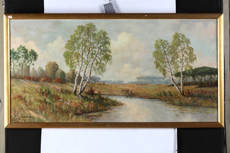 Scuola Francese del XIX Secolo - Paesaggio Campestre con Ruscello