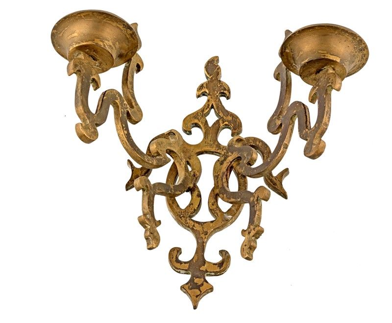 Coppia di Appliques in Ottone Dorato