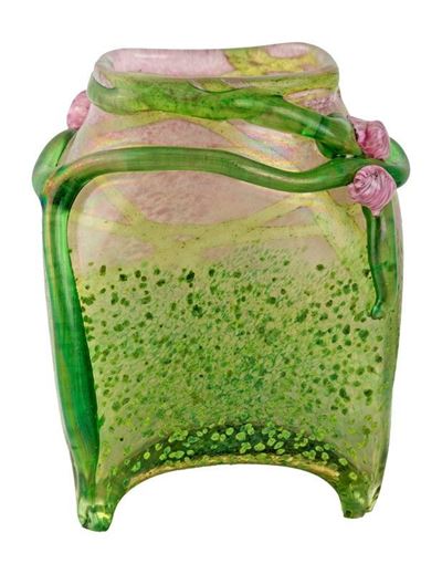 Vasetto in Vetro Verde e Rosa