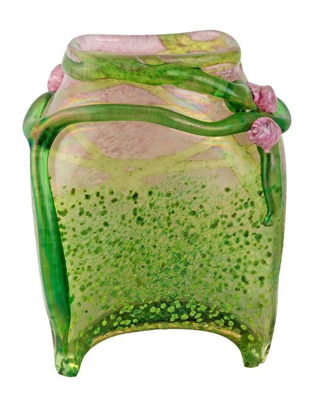 Vasetto in Vetro Verde e Rosa
