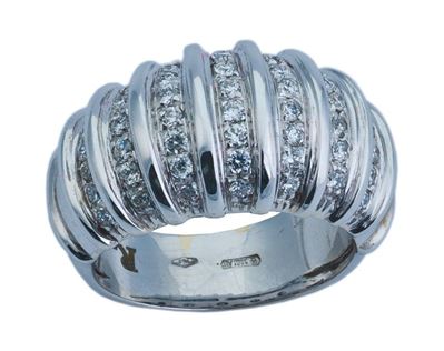 Anello Fascia in Oro Bianco e Brillanti