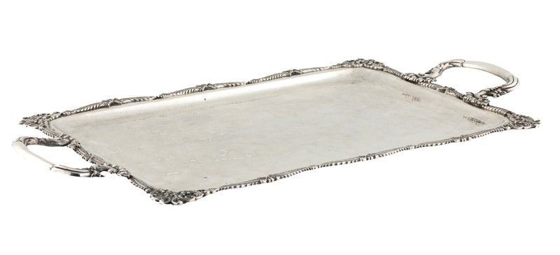 Vassoio Rettangolare in Argento con Manici