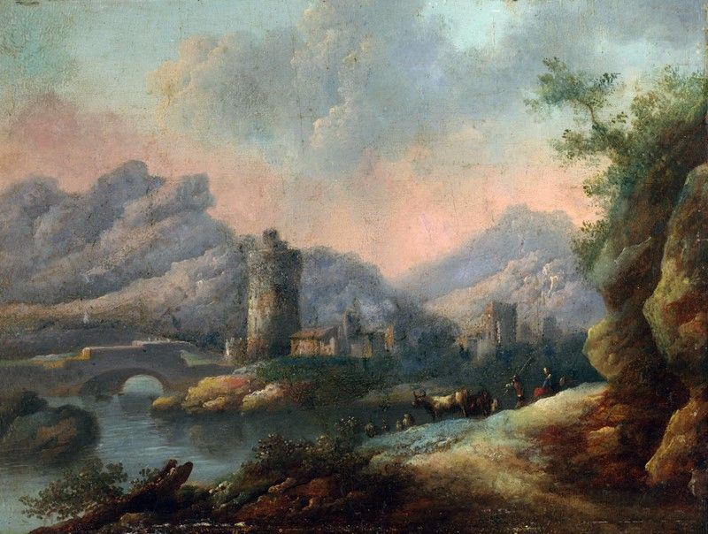 Johann Melchior Roos - Paesaggio Fluviale